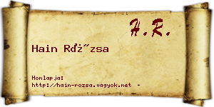 Hain Rózsa névjegykártya